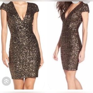 Dress The Population Elegant Black/gold Sequin bodycon dress